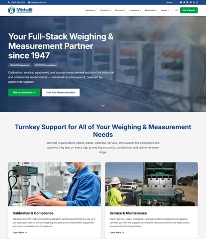 Michelli homepage headline: a full-stack weighing and measurement partner since 1947