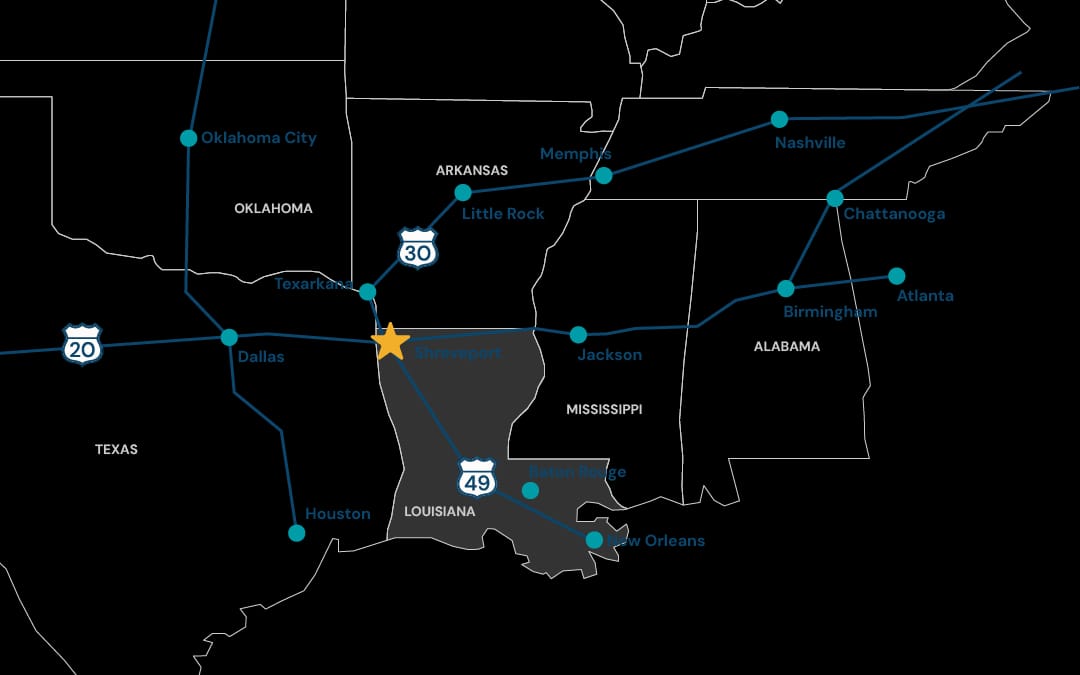 Shreveport-Bossier regional connectivity map