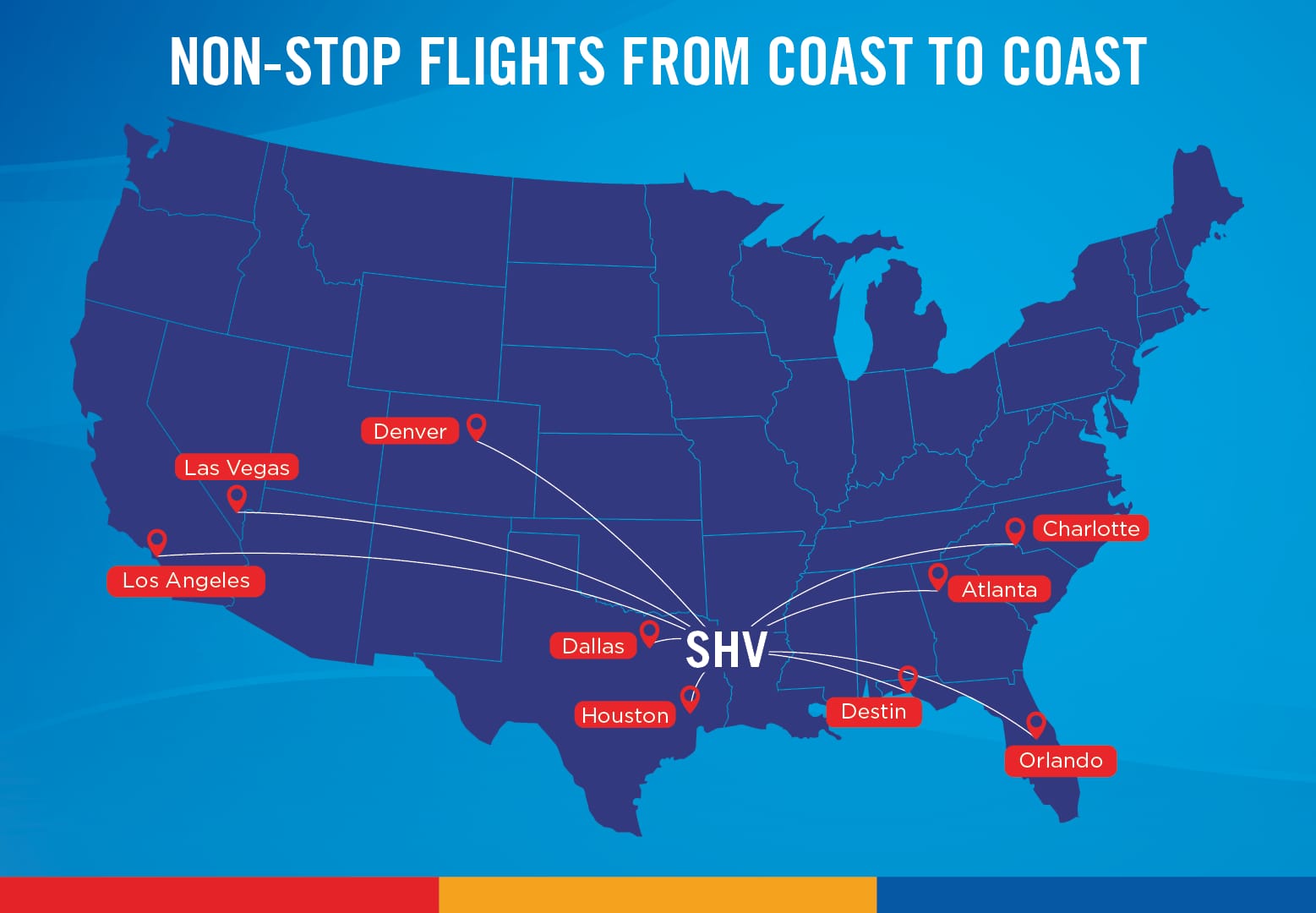 Shreveport Regional Airport air service map