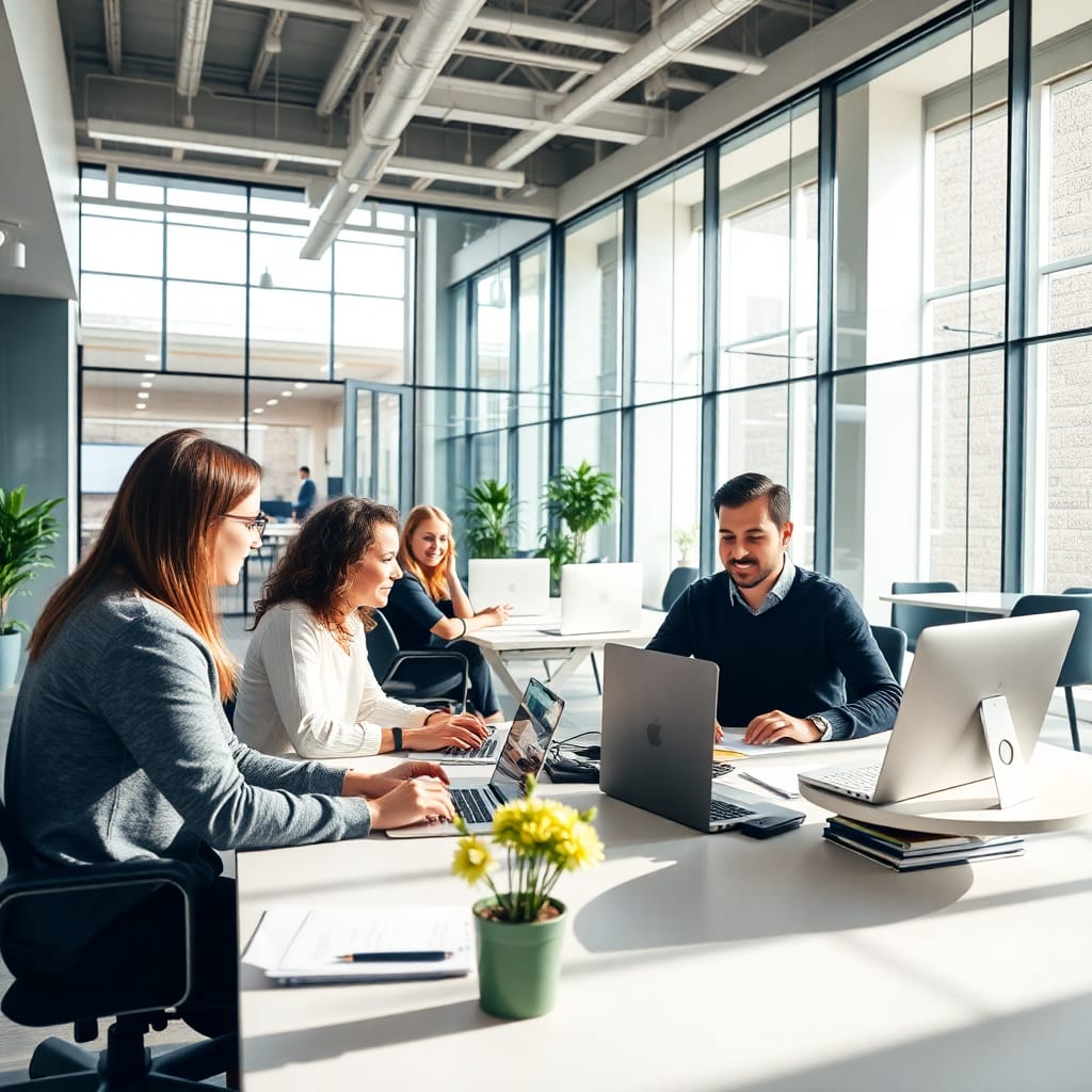 Professional investors and entrepreneurs meeting in a modern collaborative workspace