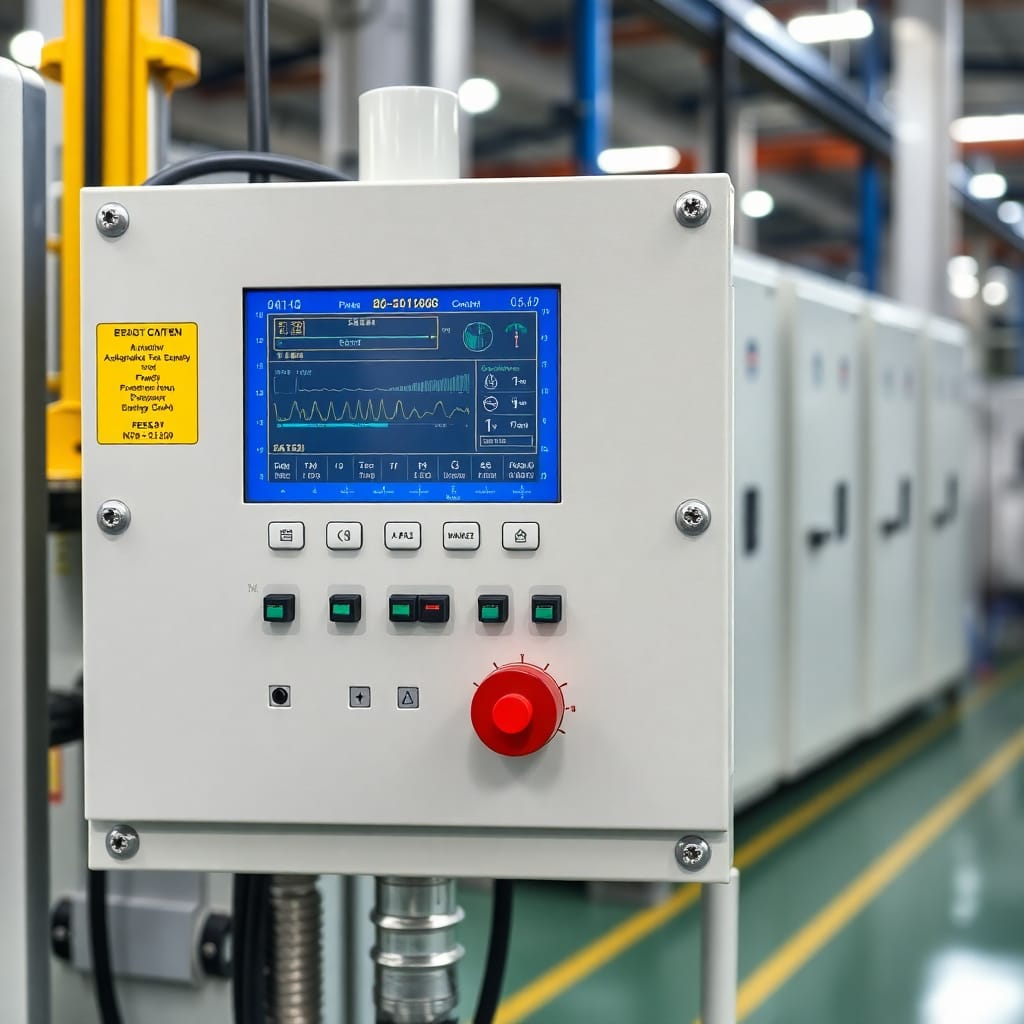 Industrial weighing system automation control panel with digital interface used in manufacturing operations
