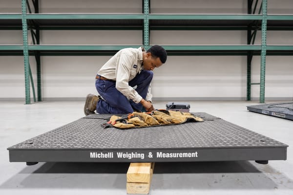 Technician working on a Michelli weighing scale