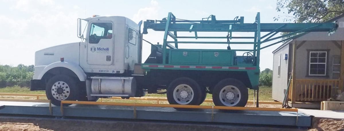 Michelli heavy capacity test truck performing truck scale calibration