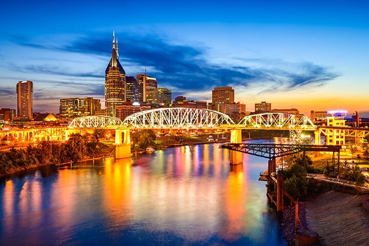 Nashville Tennessee skyline for Michelli scale service, calibration, and measurement support