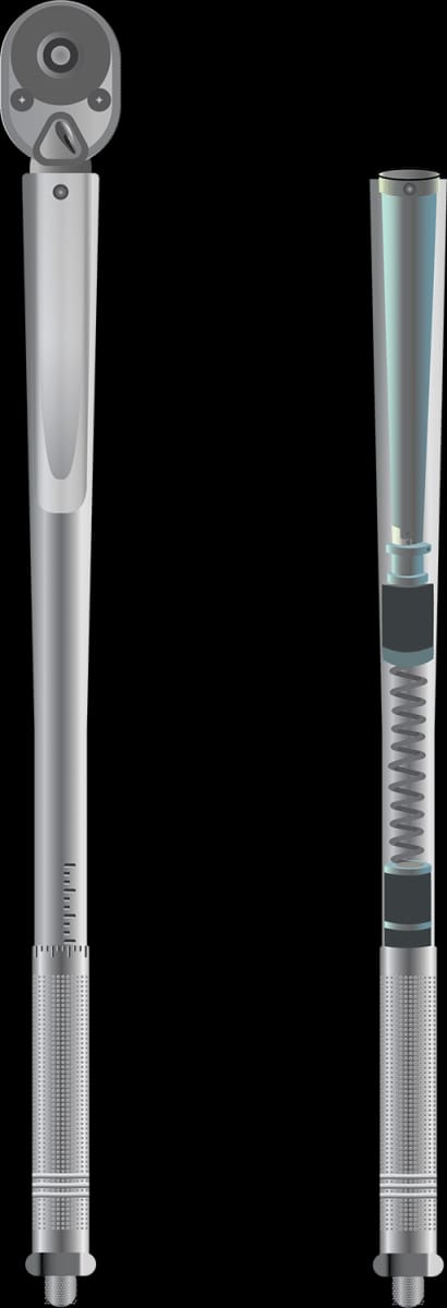 Diagram showing the internal components of a click type torque wrench