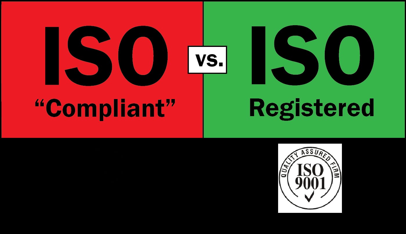 Graphic comparing ISO 9001 Compliant vs ISO 9001 Registered companies