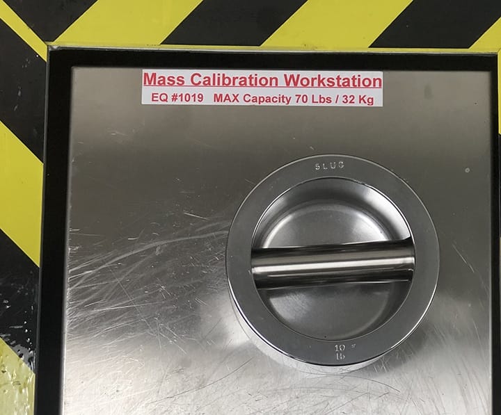 Mass calibration work station at Michelli Weighing & Measurement calibration laboratory