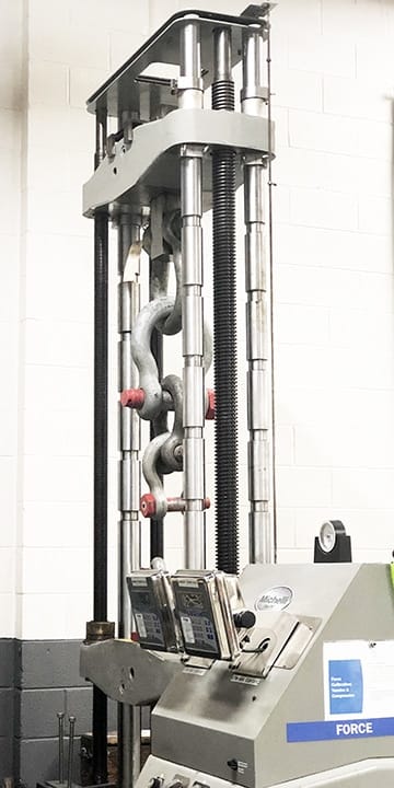 Force measurement calibration work station test stand at Michelli calibration laboratory