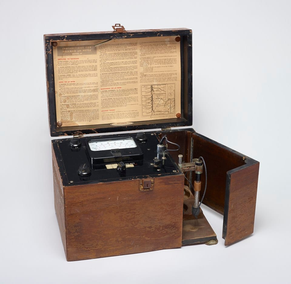 The historic Beckman Model M pH meter — the revolutionary instrument that transformed laboratory measurement