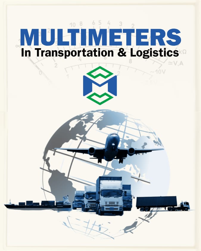 Illustration of multimeter use in transportation and logistics for fleet electrical maintenance