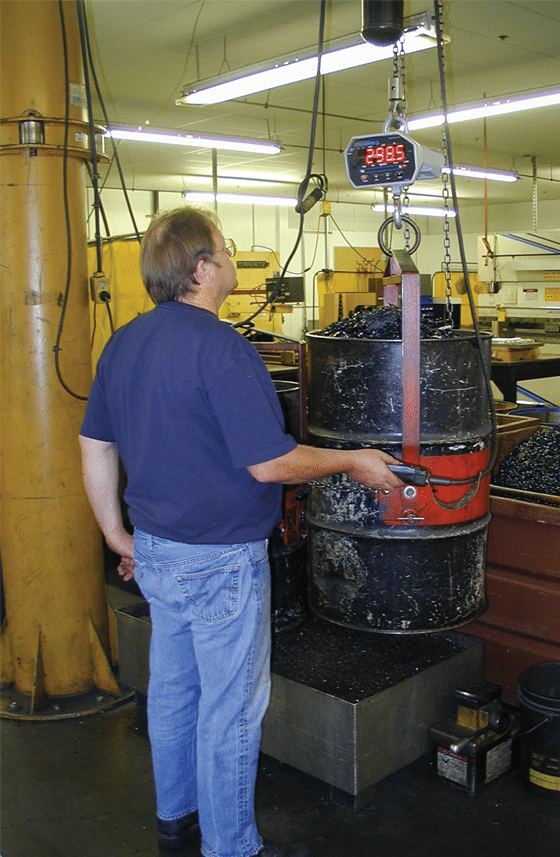 Barrel weighing with Rice Lake crane scale