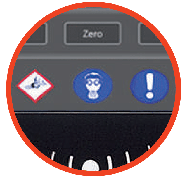 Safety symbols used in Minebea Intec ProRecipe formulation weighing systems