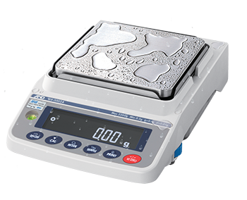 A&D Apollo IP65 Balance shown with water on pan