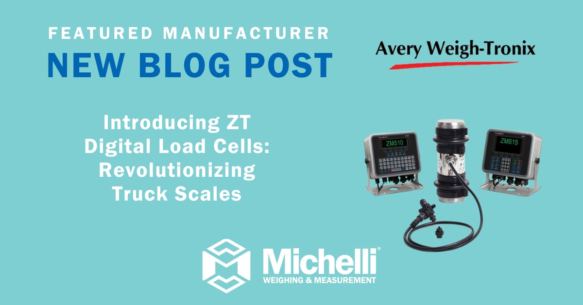 Blog graphic featuring ZT digital load cells by Avery Weigh-Tronix and Michelli.