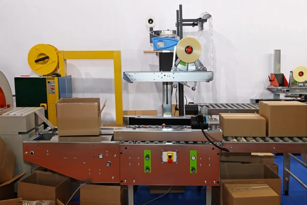 Automated packaging line in operation for order fulfillment and packing verification