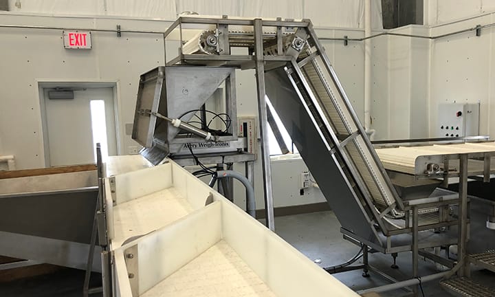 Industrial conveyor system in a warehouse