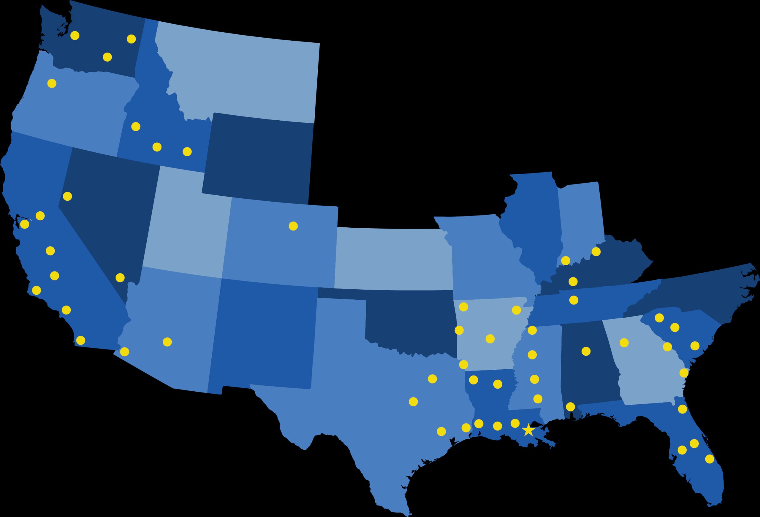Map showing Michelli Weighing & Measurement service locations across the United States as of March 27, 2026