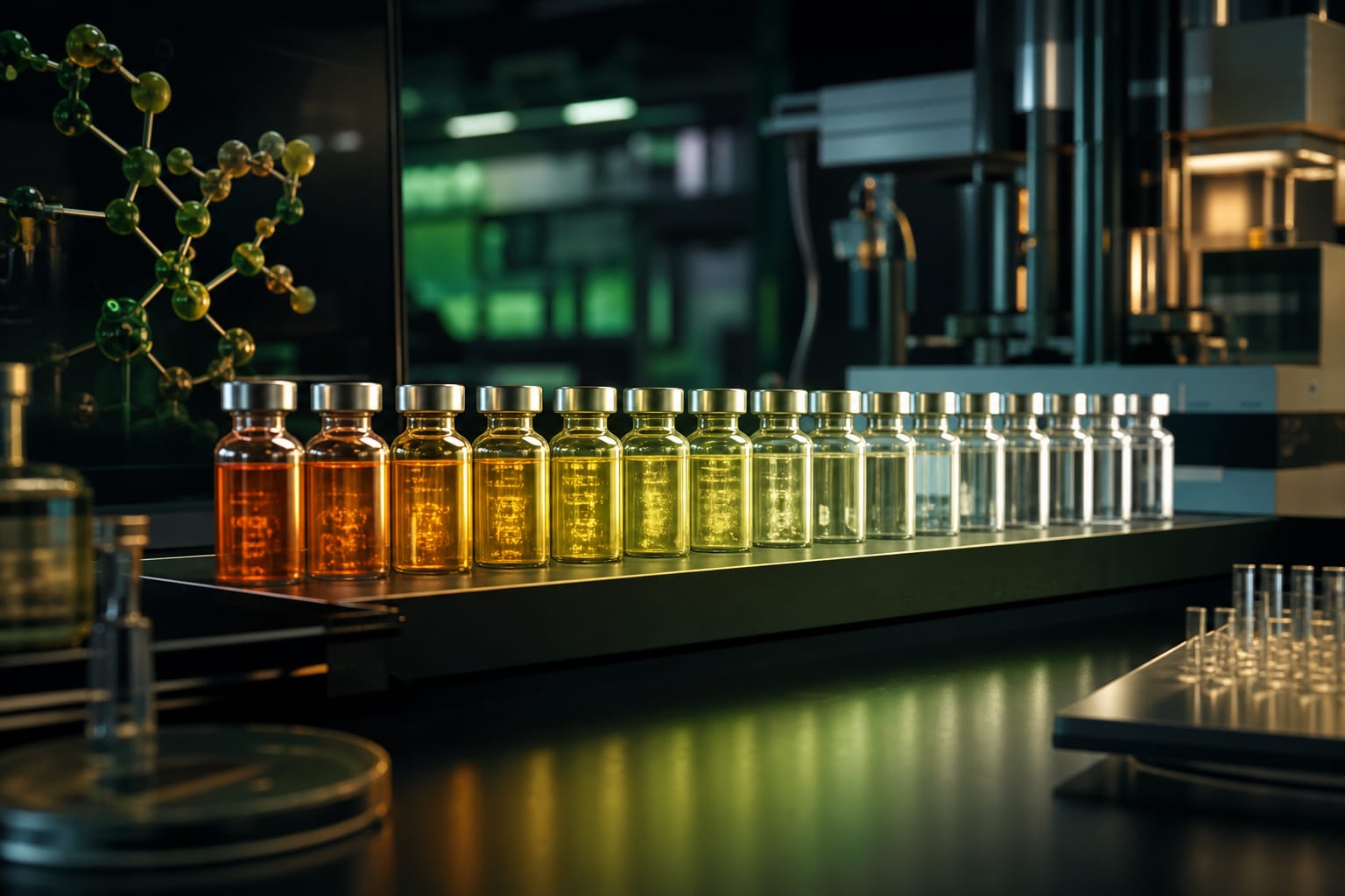 Biotech research pipeline vials