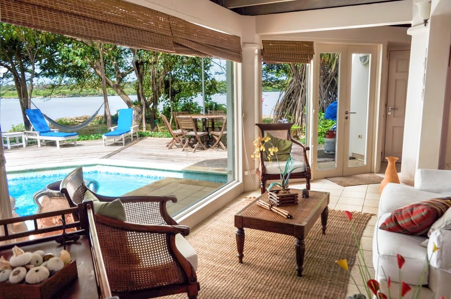 View from villa living room over the Caribbean Sea, Tobago