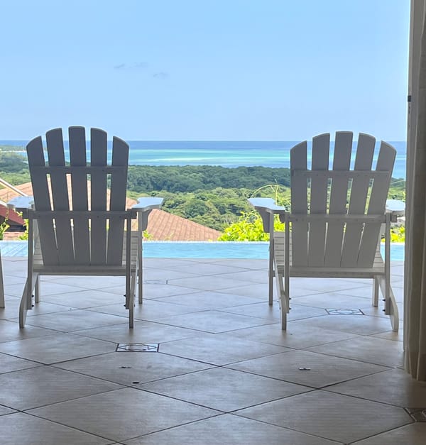 Panoramic Caribbean Sea view from Sugar Hill Villa