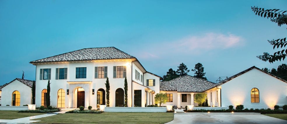 Modern Mediterranean home exterior in Southern Trace, designed by Ben Patterson AIA