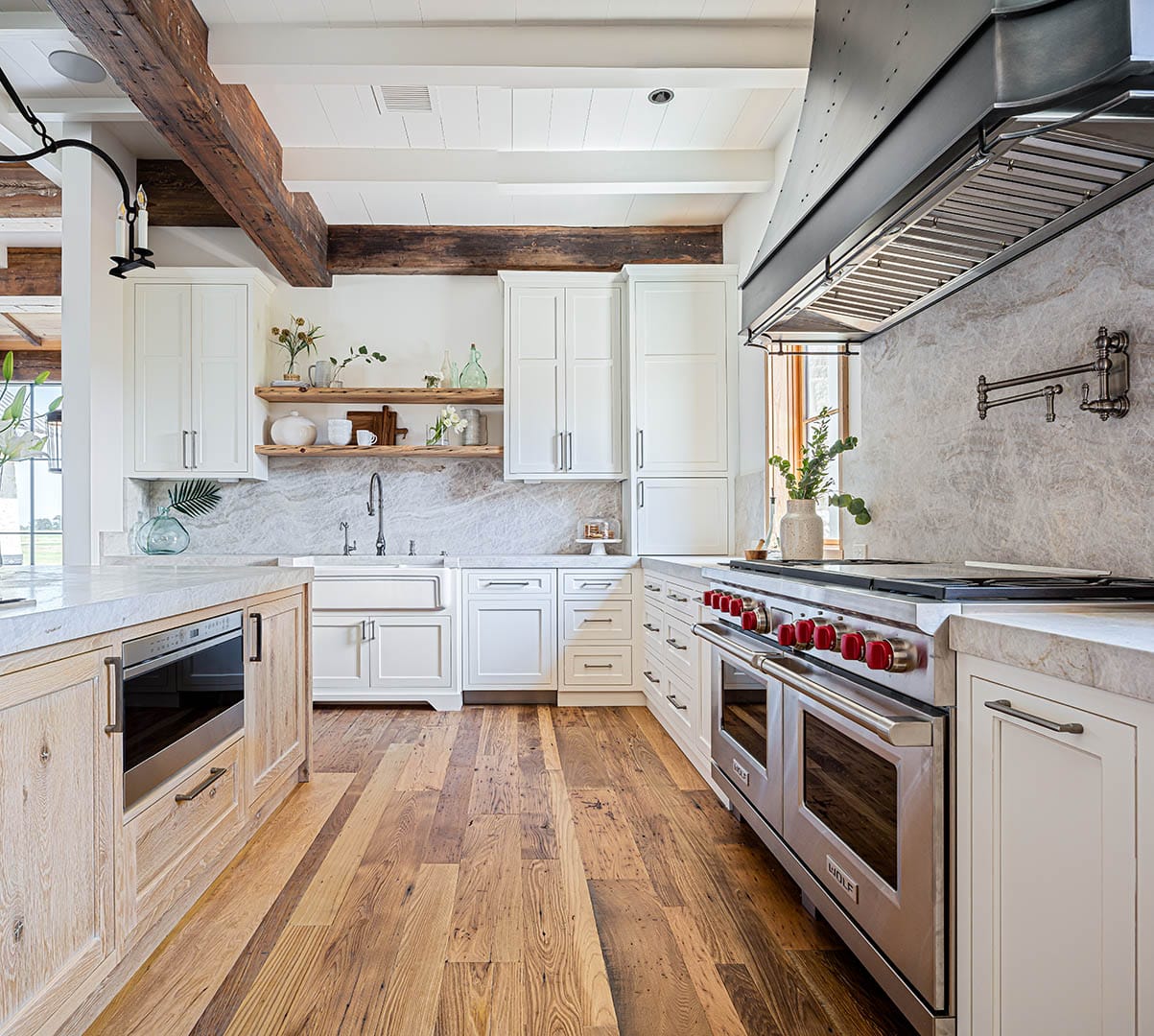 Elegant kitchen with Sub-Zero column refrigerator