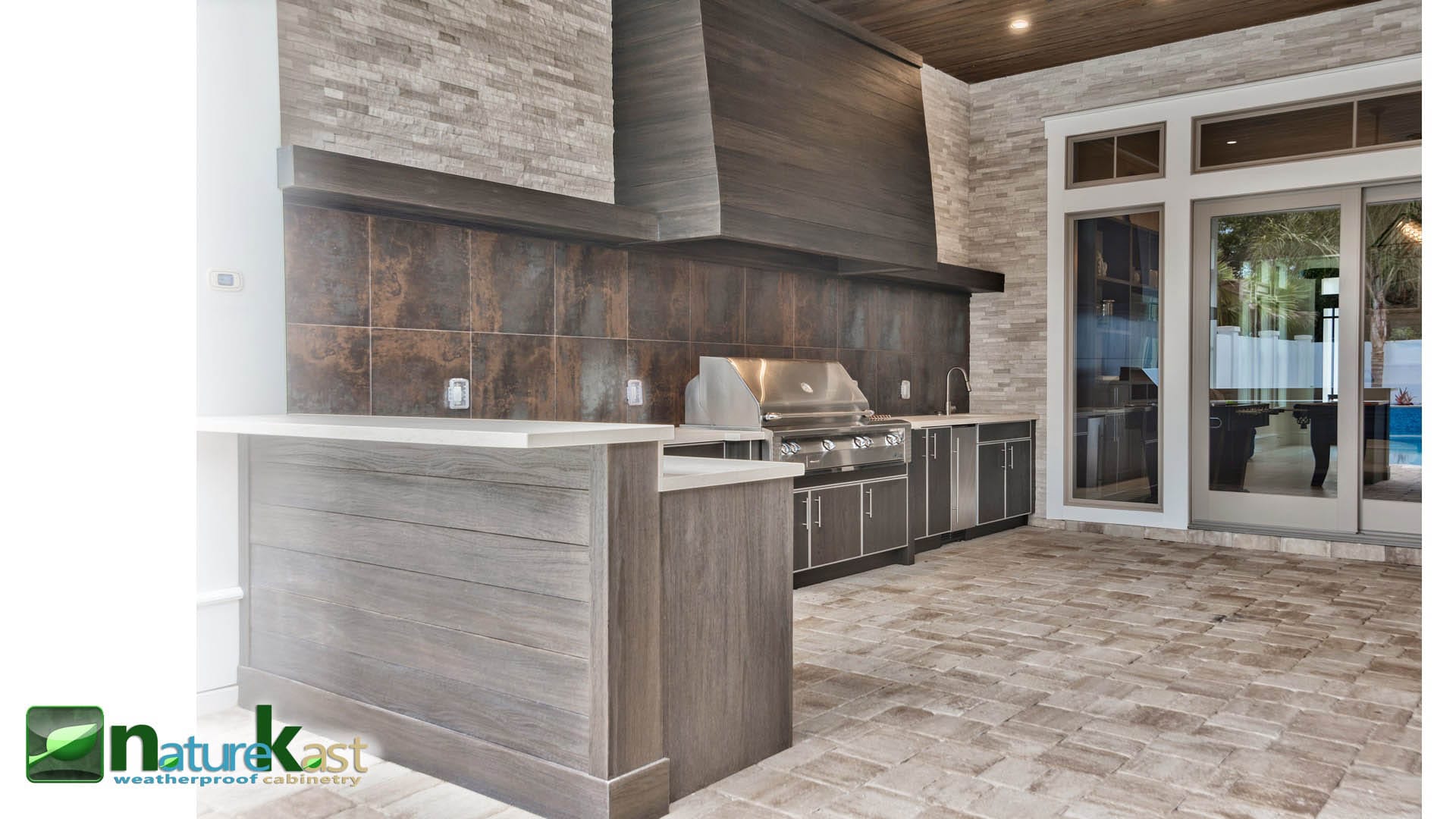 Outdoor kitchen cabinetry setup