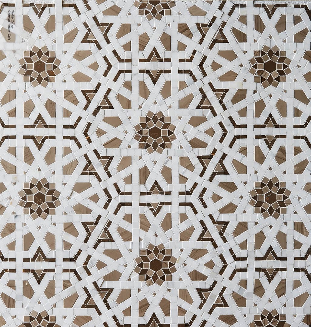 Stone tile near-square bathroom