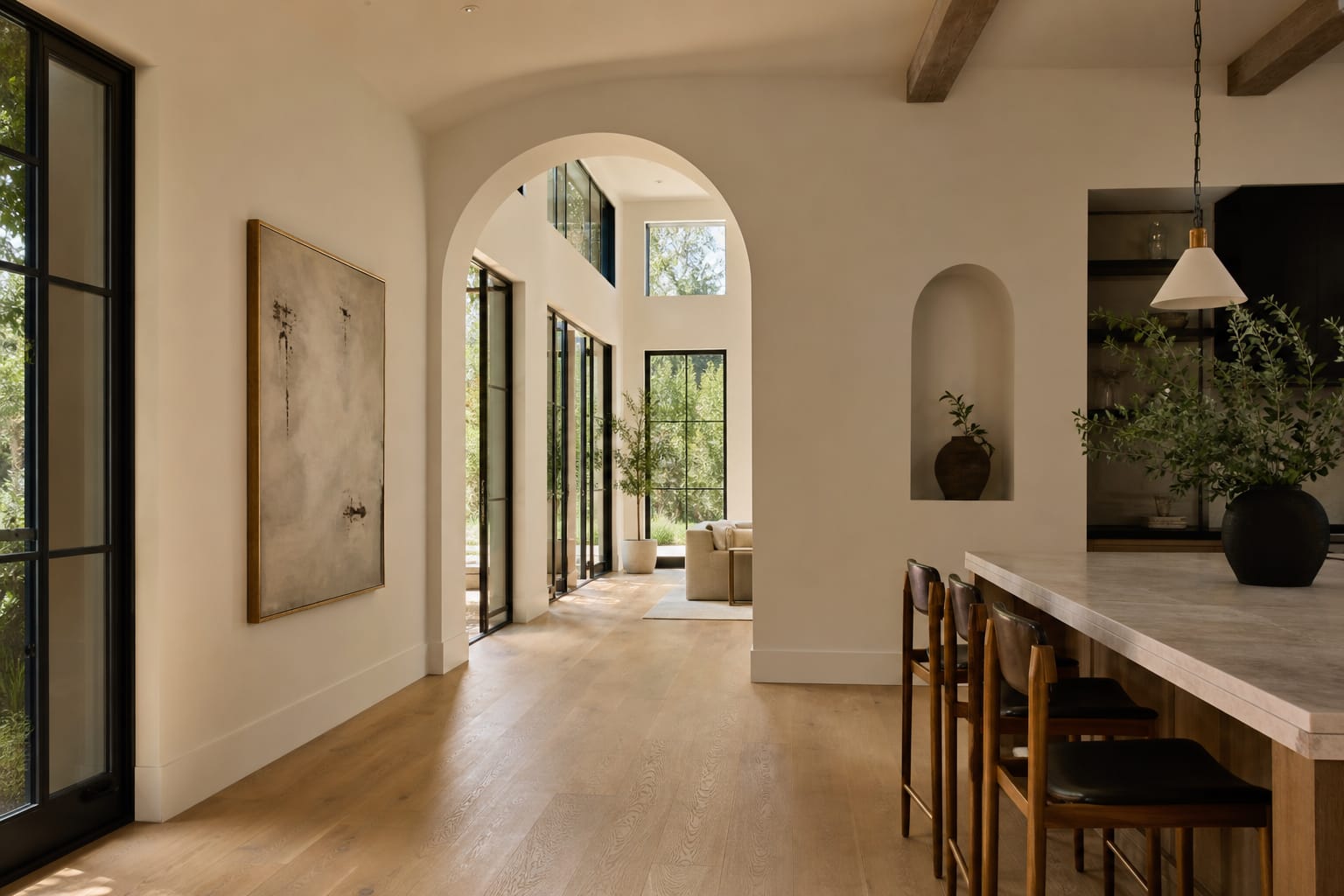 Custom Rehme steel windows and doors in a luxury interior