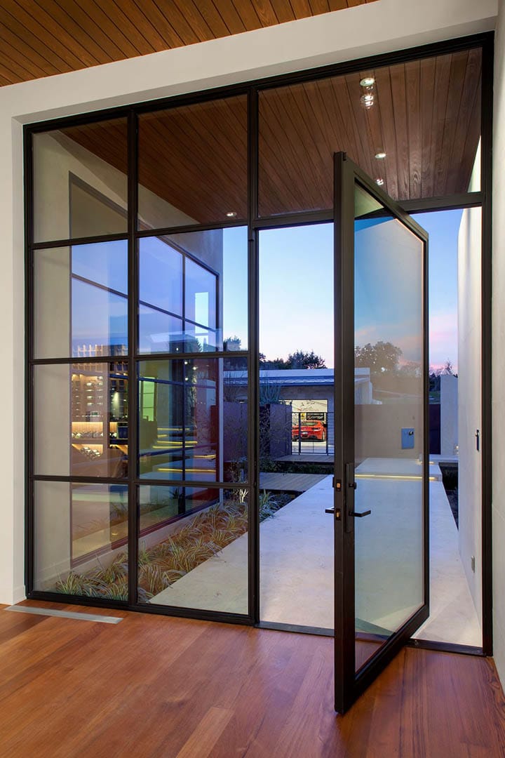 Rehme steel door with narrow sightlines in a modern home