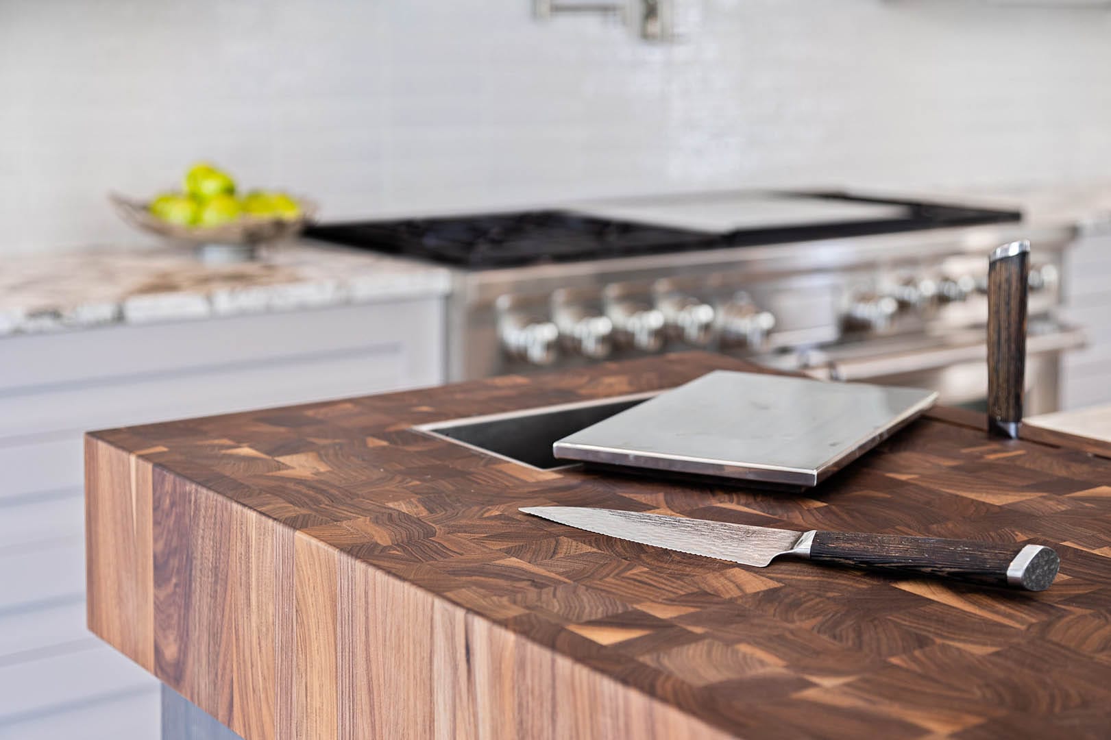Designer kitchen with Grothouse countertop detail by The Cottage