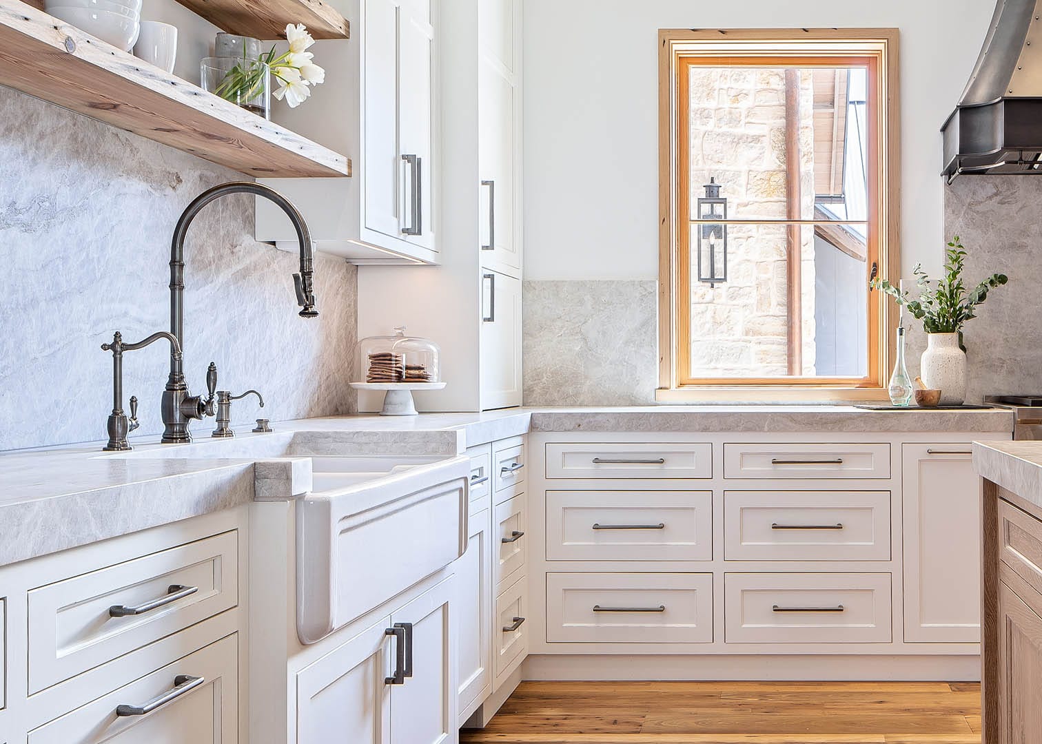 Custom chef's kitchen by The Cottage with Grothouse wood countertops