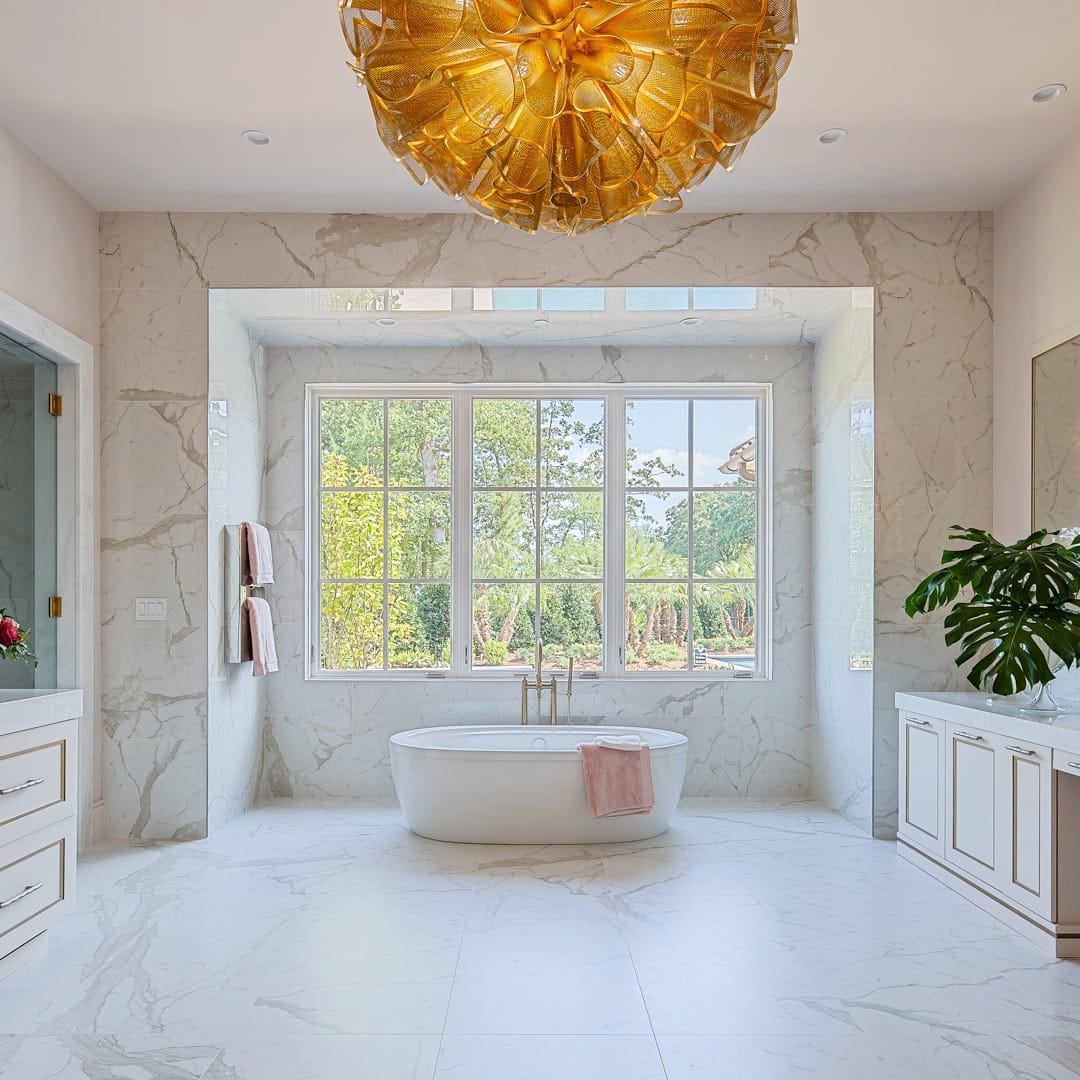Spa-inspired bathroom design by The Cottage Shreveport