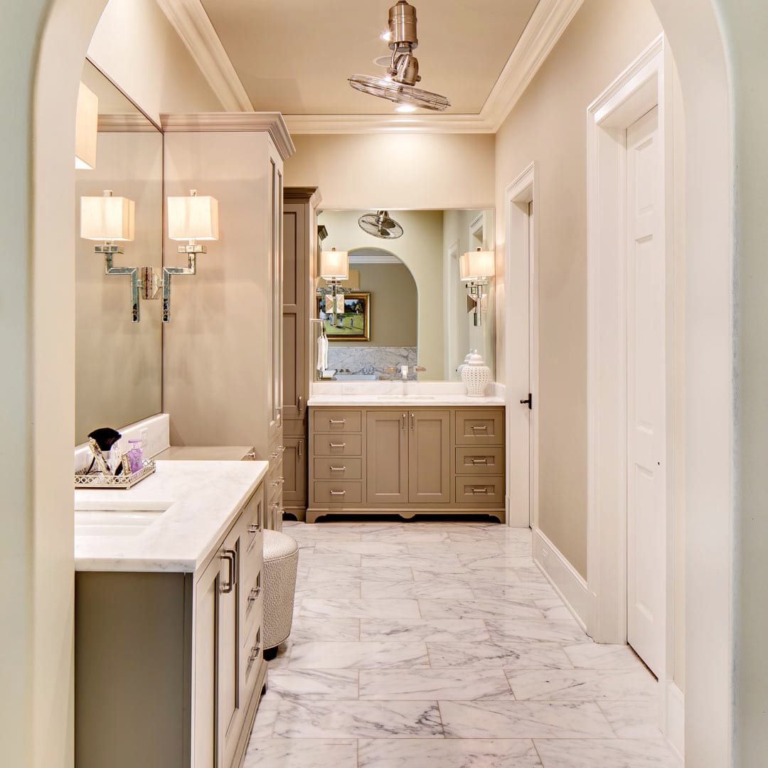 Spa-inspired master bath with radiant heated floors by The Cottage